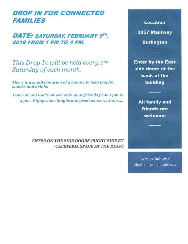 Come on out and Connect....Next Drop In Centre February 9th